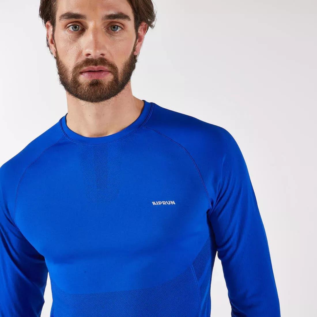 Men's Seamless Long-Sleeved Running T-Shirt - Kiprun Run 500, Blue, 5401_000, medium