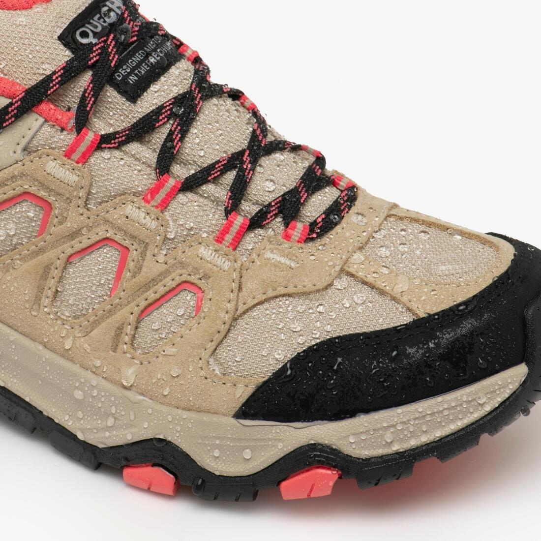 Women Low-Rise Waterproof Hiking Boots MH500, Beige, No Color, large image number 5