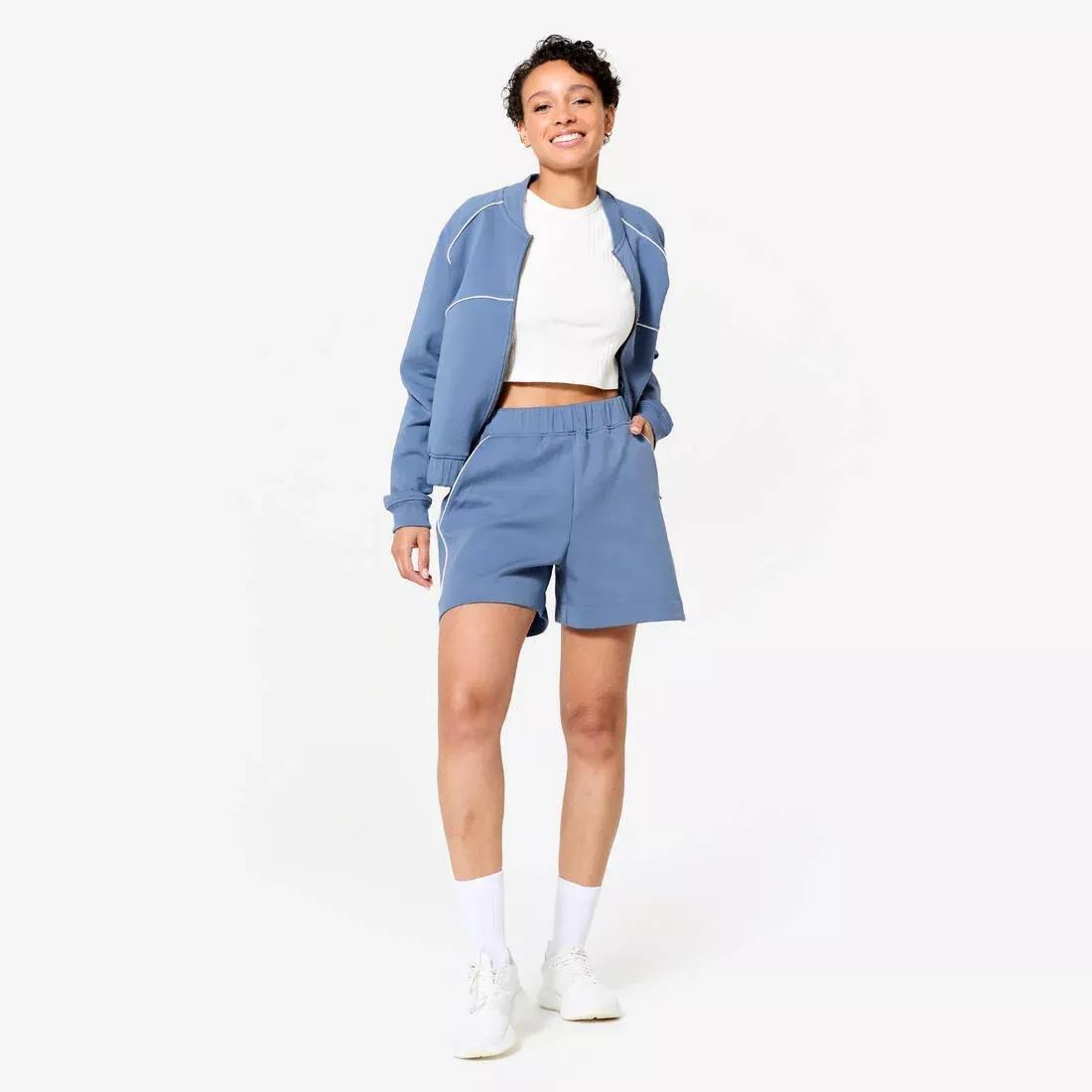 Women Loose Fit Fitness Shorts, Beige, No Color, large image number 3