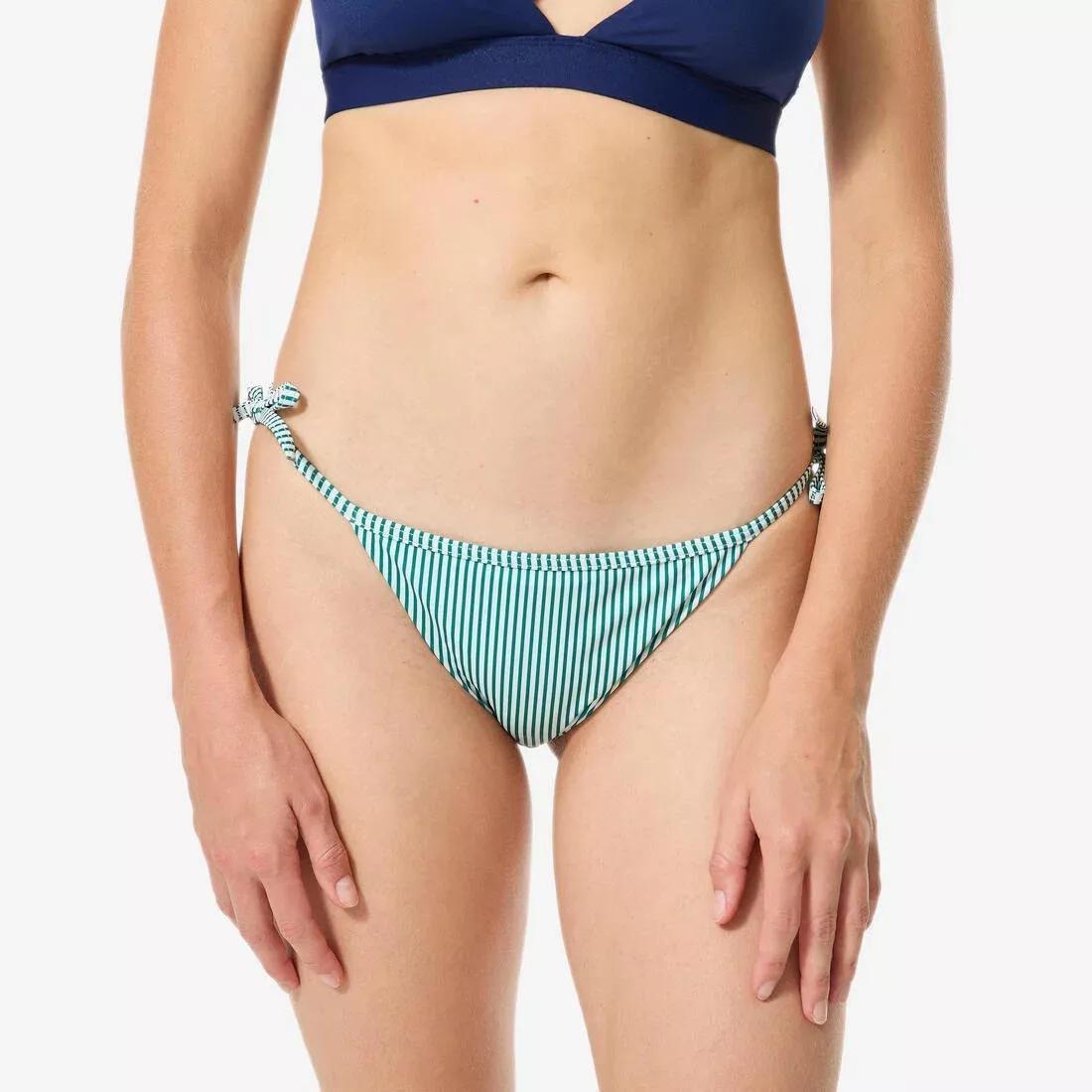 Women Surfing Tie-Side Bikini Bottom Briefs, Green, No Color, large image number 0