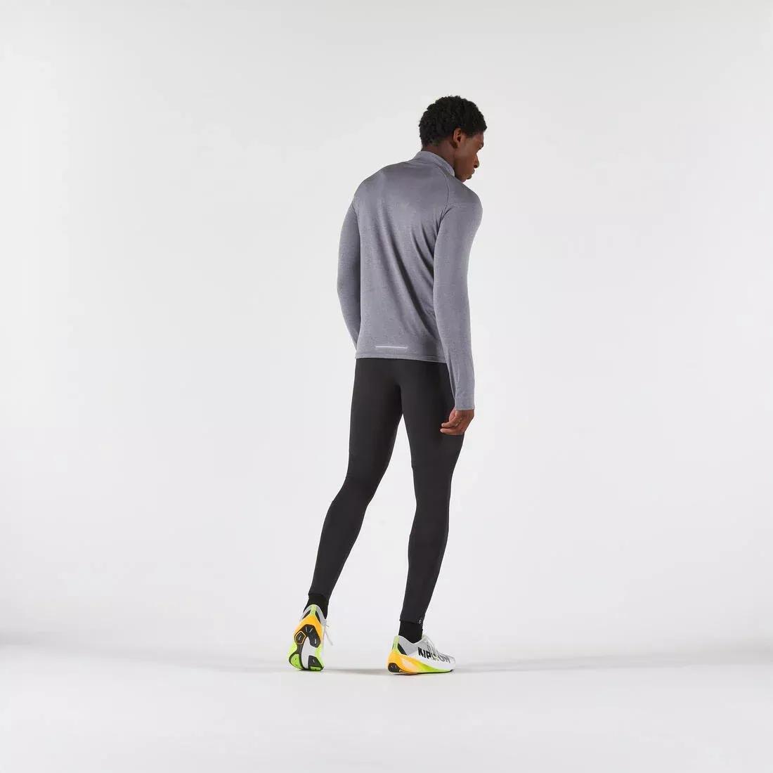 Men's Warm And Breathable Half-Zip Long-Sleeved T-Shirt - Kiprun Run 100, Grey, 5401_000, large image number 6