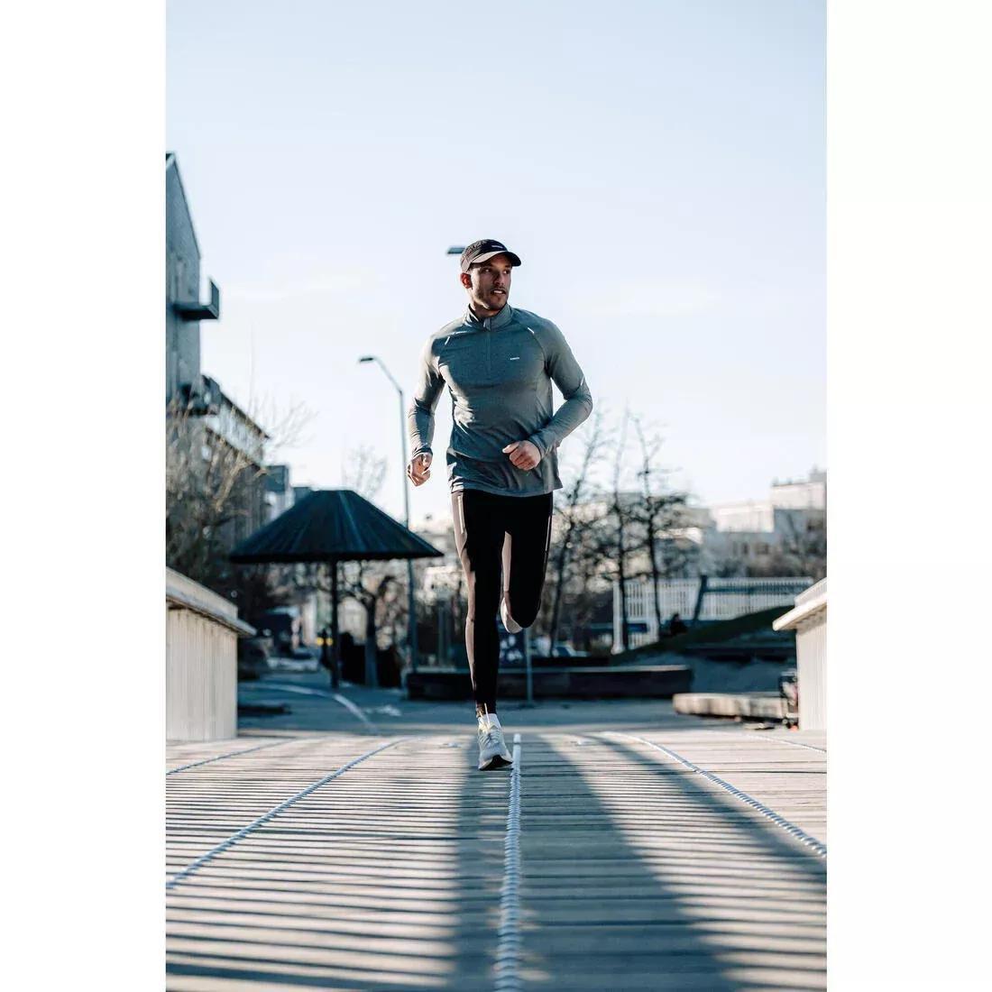 Kiprun Run 500 Warm Men's Long-Sleeved Zipped T-Shirt, Green, No Color, large image number 8