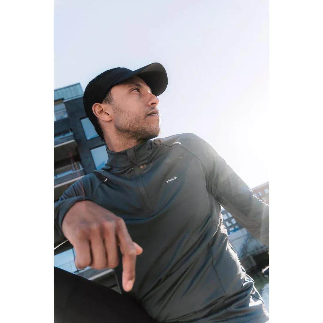 Kiprun Run 500 Warm Men's Long-Sleeved Zipped T-Shirt, Green, No Color, large image number 9