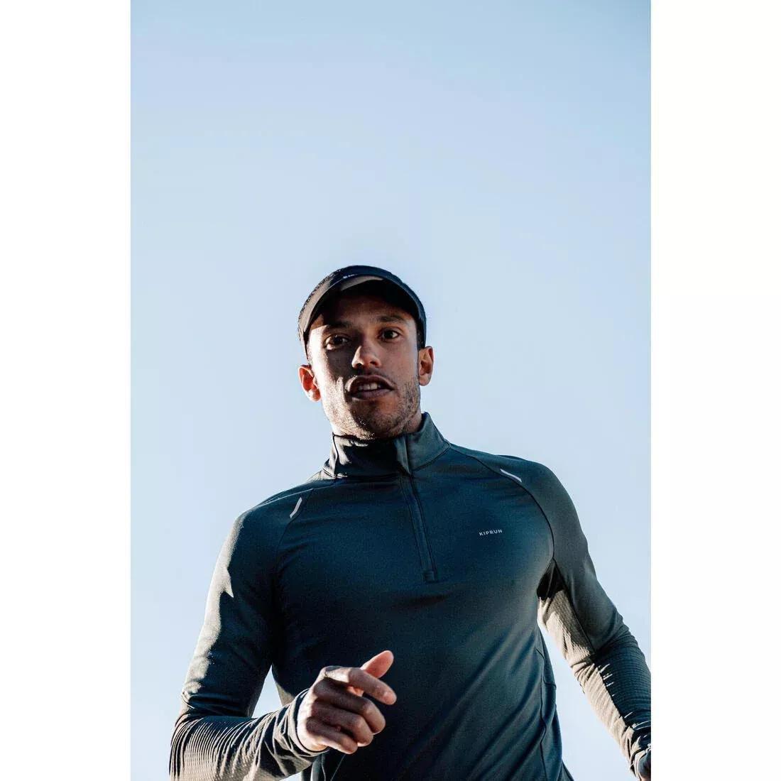 Kiprun Run 500 Warm Men's Long-Sleeved Zipped T-Shirt, Green, No Color, large image number 10