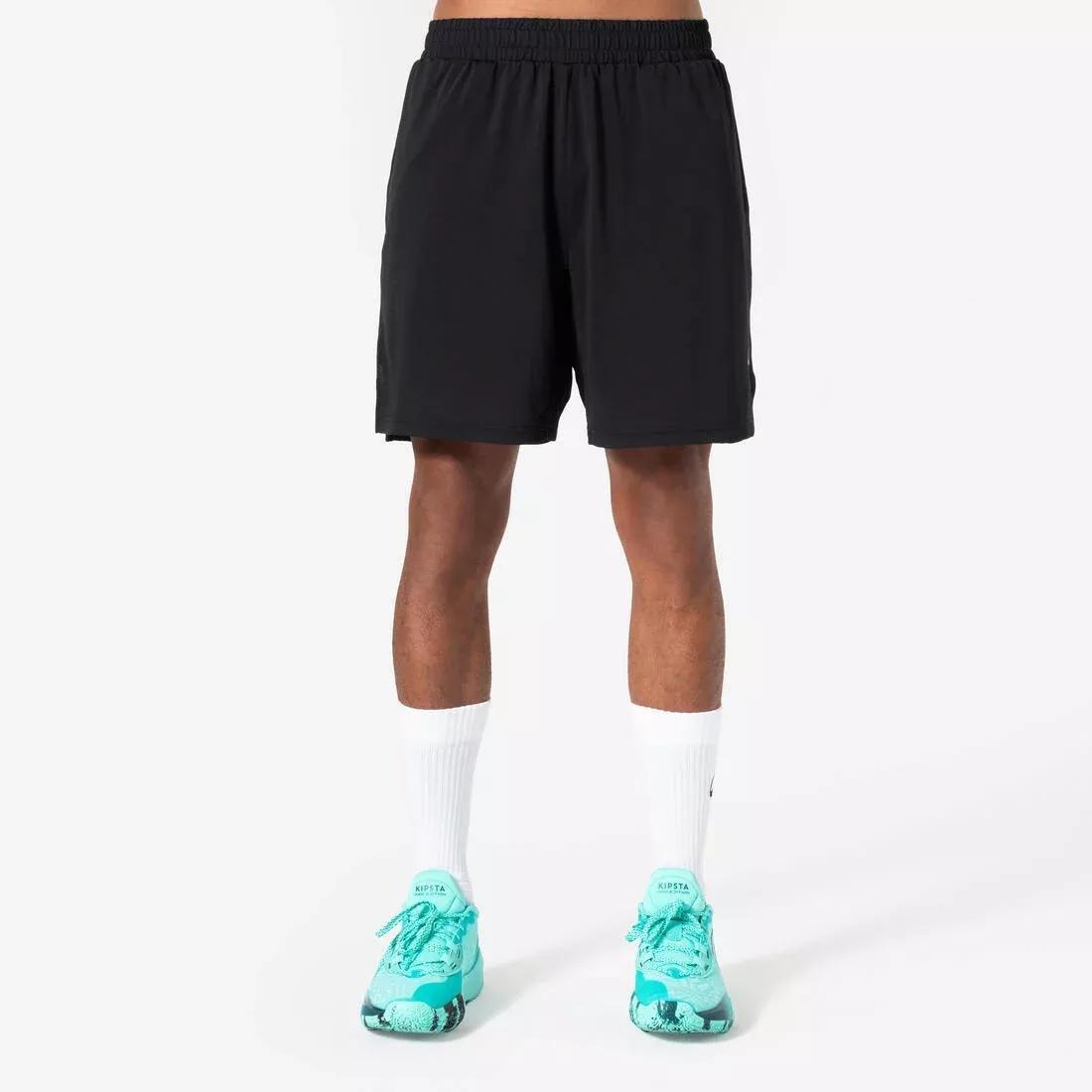 Unisex Basketball Shorts With Pockets 500, Black, No Color, medium