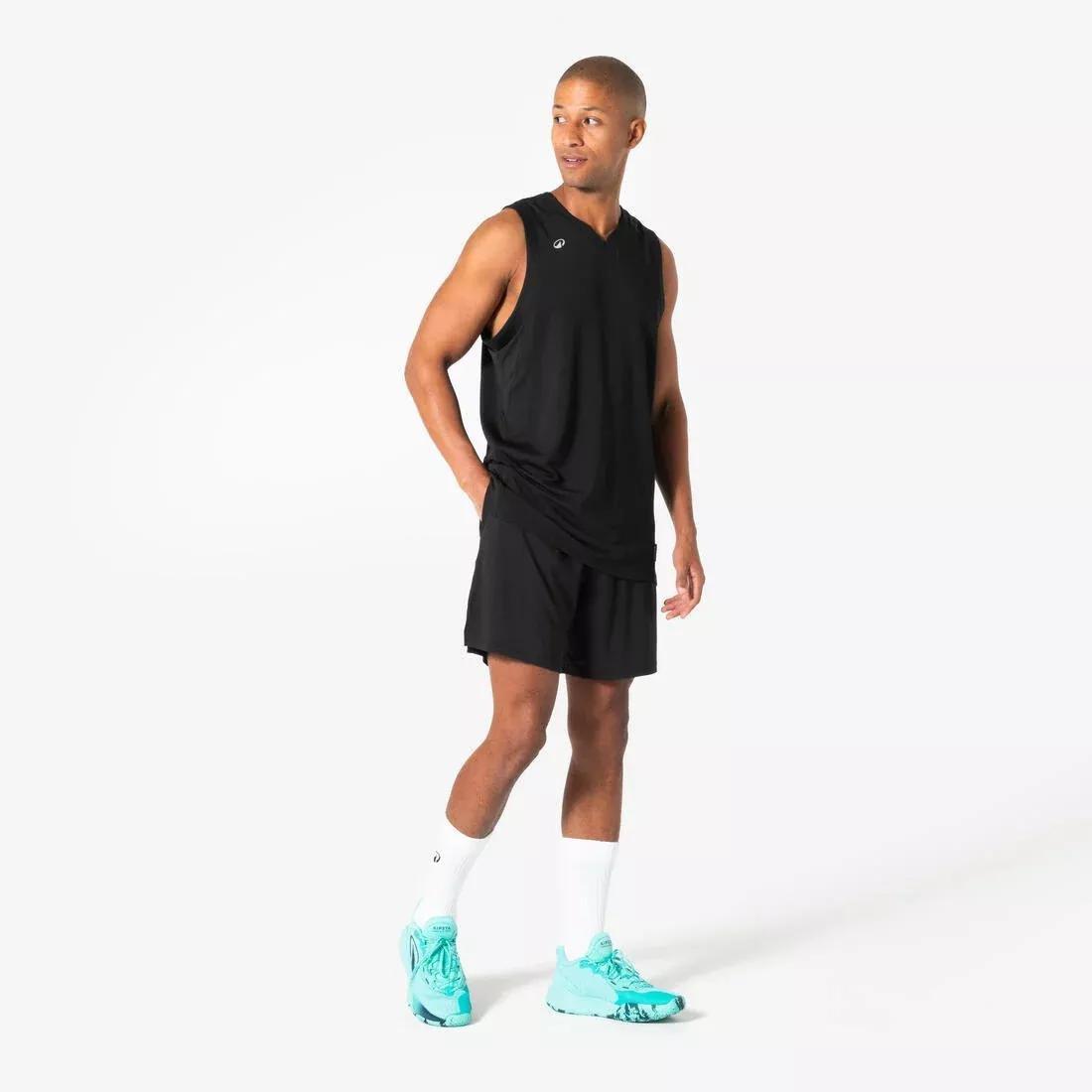 Unisex Basketball Shorts With Pockets 500, Black, No Color, medium