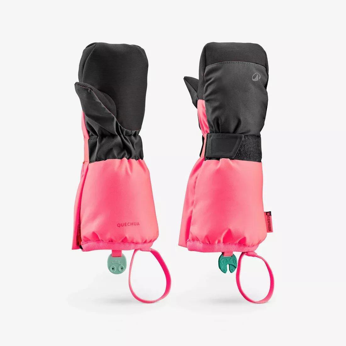 Kids Girls Warm Ski Mittens 500 - 3-6 Years, Pink, No Color, large image number 3