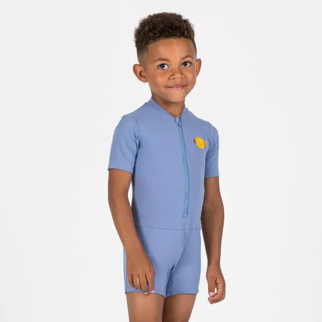 Baby Swimming Short Sleeve And Short Leg Suit, Blue, No Color, large image number 1