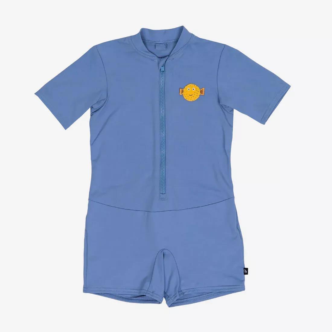 Baby Swimming Short Sleeve And Short Leg Suit, Blue, No Color, large image number 2