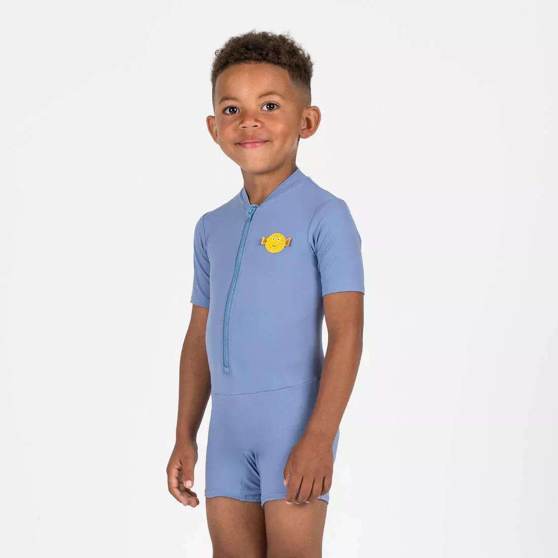 Baby Swimming Short Sleeve And Short Leg Suit, Blue, No Color, large image number 3