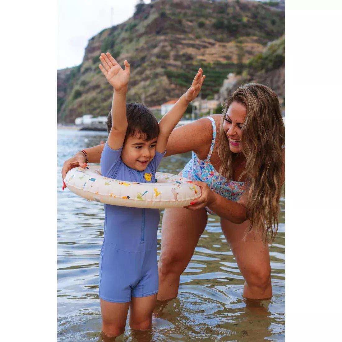 Baby Swimming Short Sleeve And Short Leg Suit, Blue, No Color, large image number 6