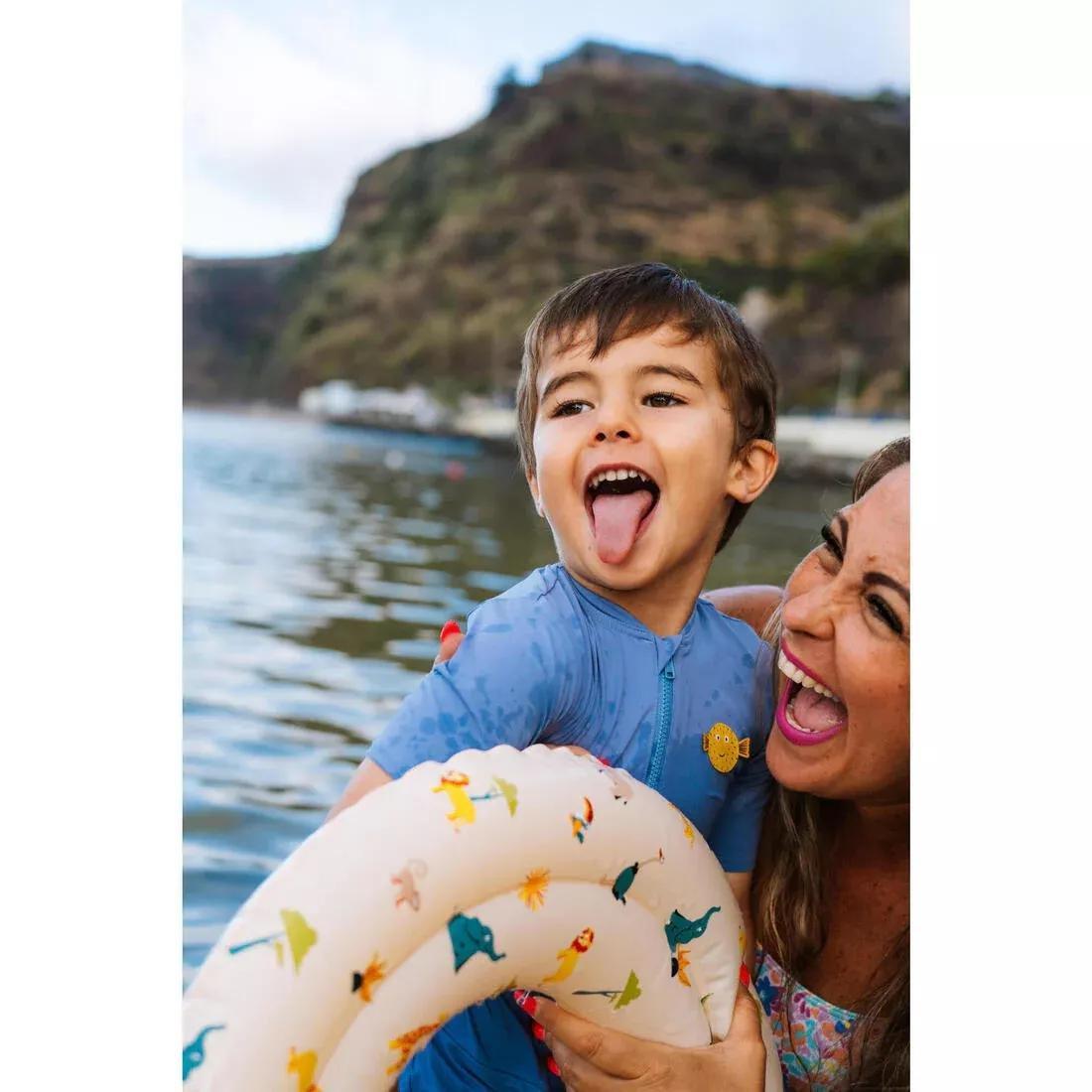 Baby Swimming Short Sleeve And Short Leg Suit, Blue, No Color, large image number 7