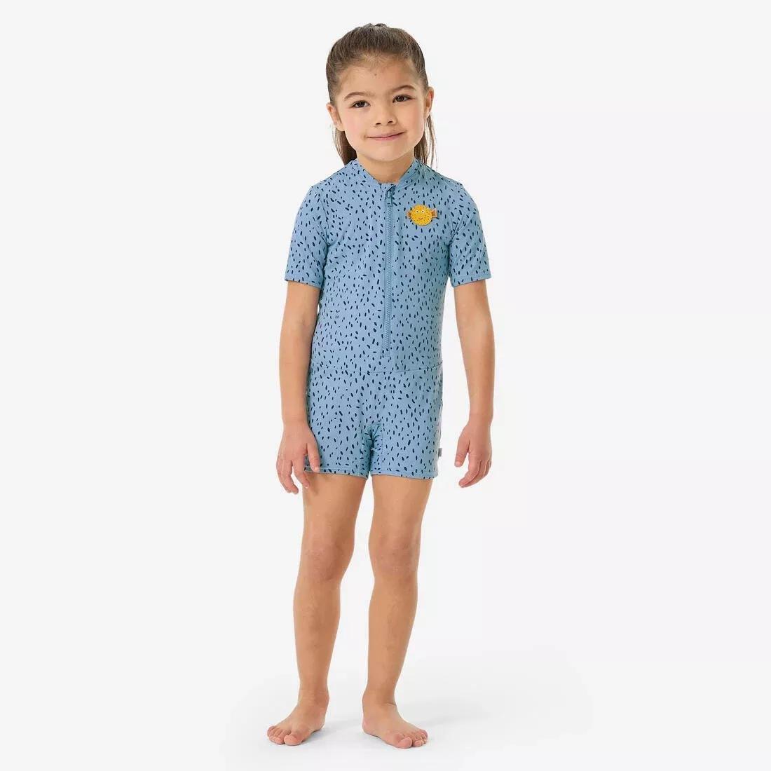 Baby Swimming Short Sleeve And Short Leg Suit, Blue, No Color, large image number 5