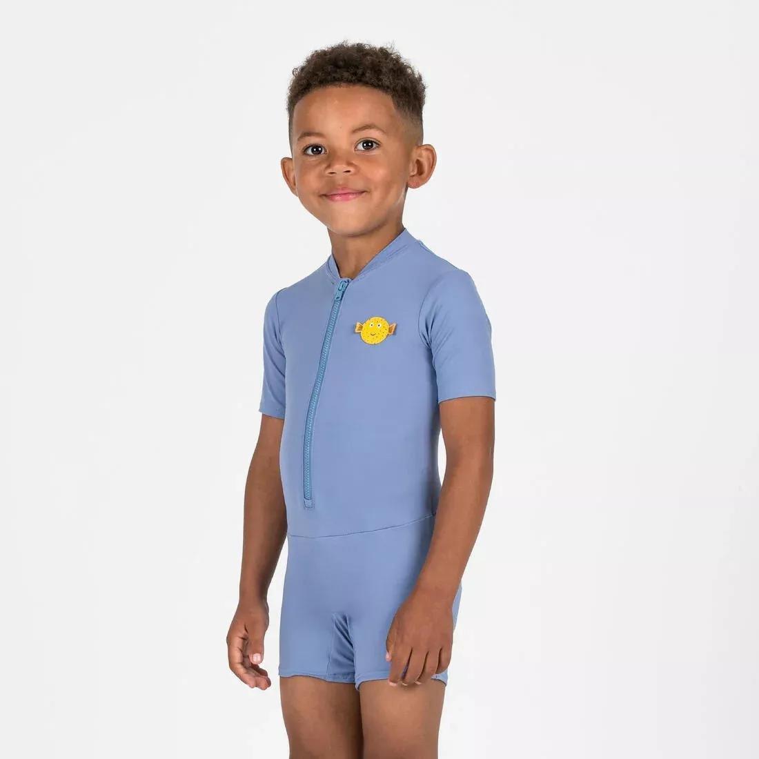 Baby Swimming Short Sleeve And Short Leg Suit, Blue, No Color, large image number 7