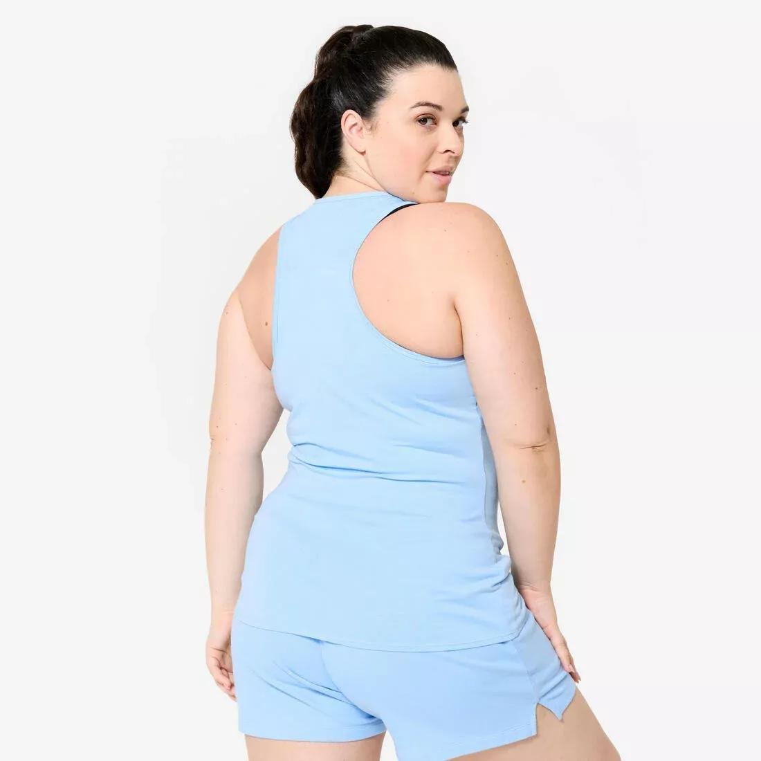 Women Slim-Fit Fitness Crew-Neck Tank Top, Blue, No Color, large image number 9