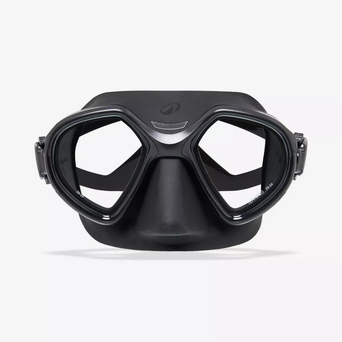 Freediving And Spearfishing Low Volume Anti-Fog Mask - 500 Dual LV, Black, No Color, medium