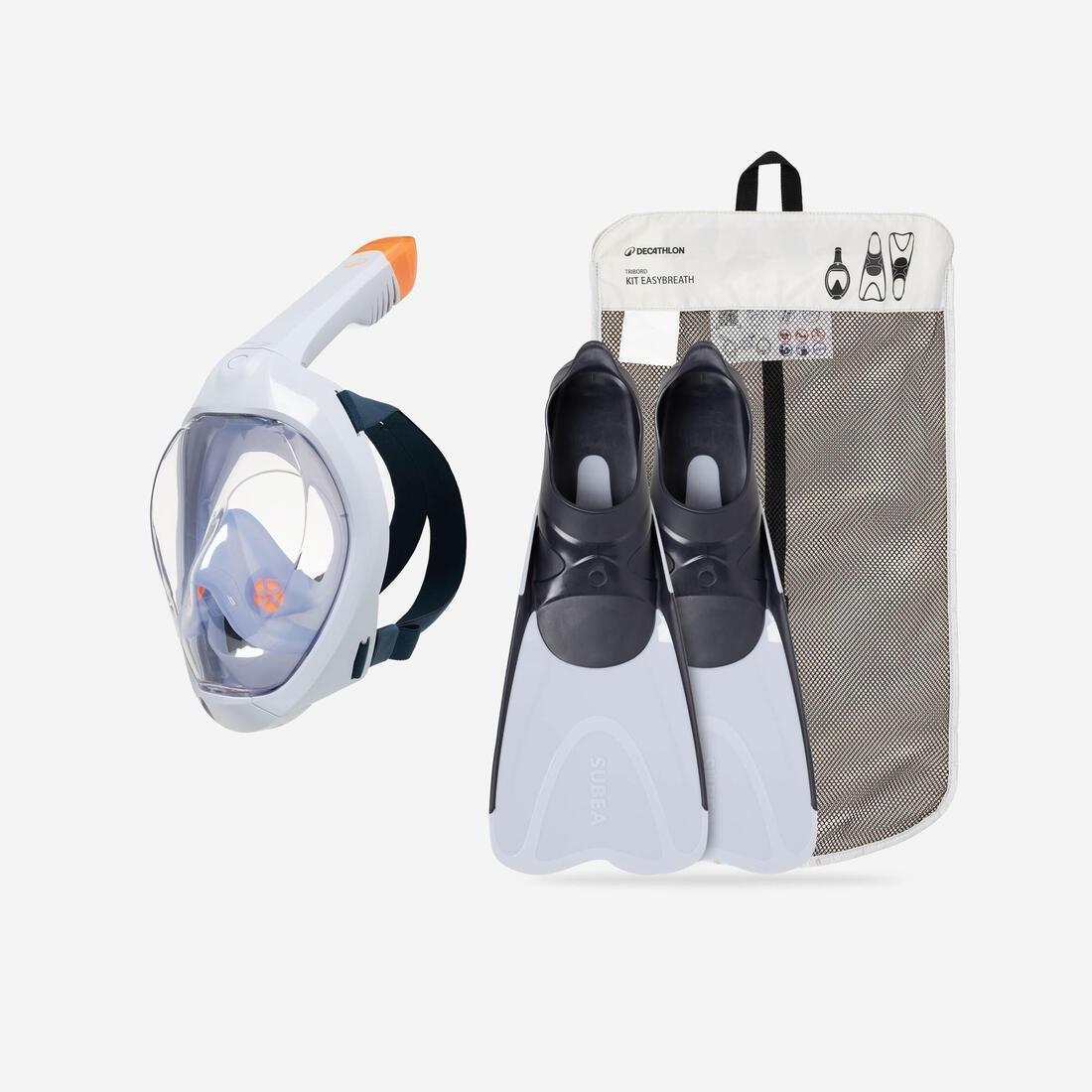 Adult Easybreath mask and fins snorkelling set - EASYBREATH set, No Color, medium
