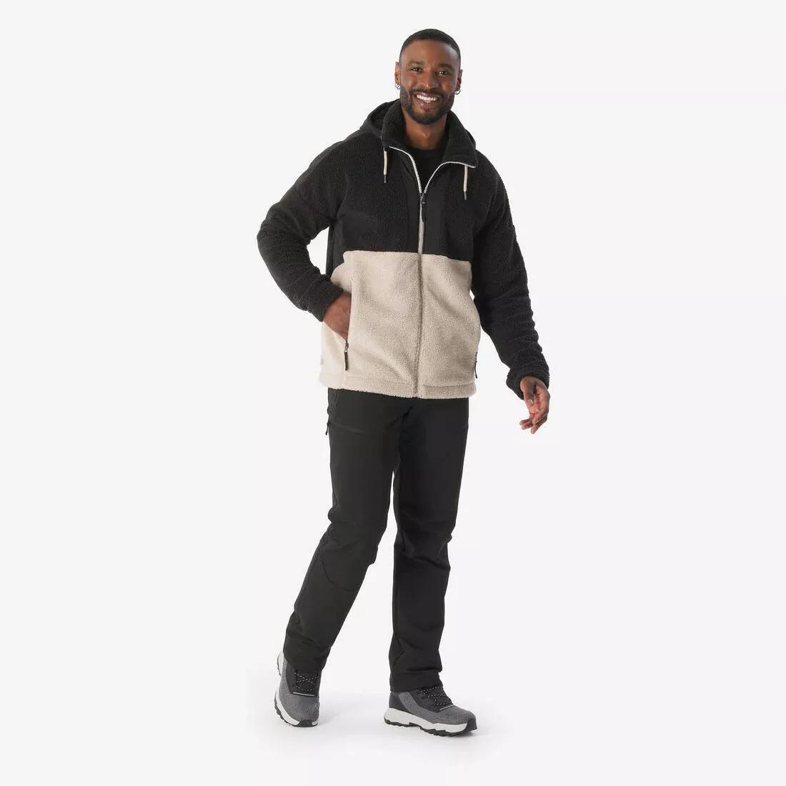 Men Hiking Warm Sherpa Fleece Jacket SH900, Beige, No Color, large image number 1