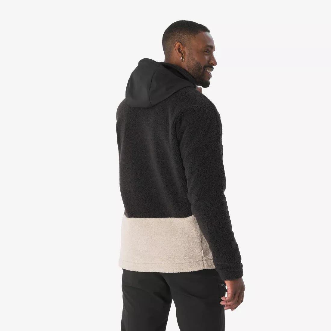 Men Hiking Warm Sherpa Fleece Jacket SH900, Beige, No Color, medium