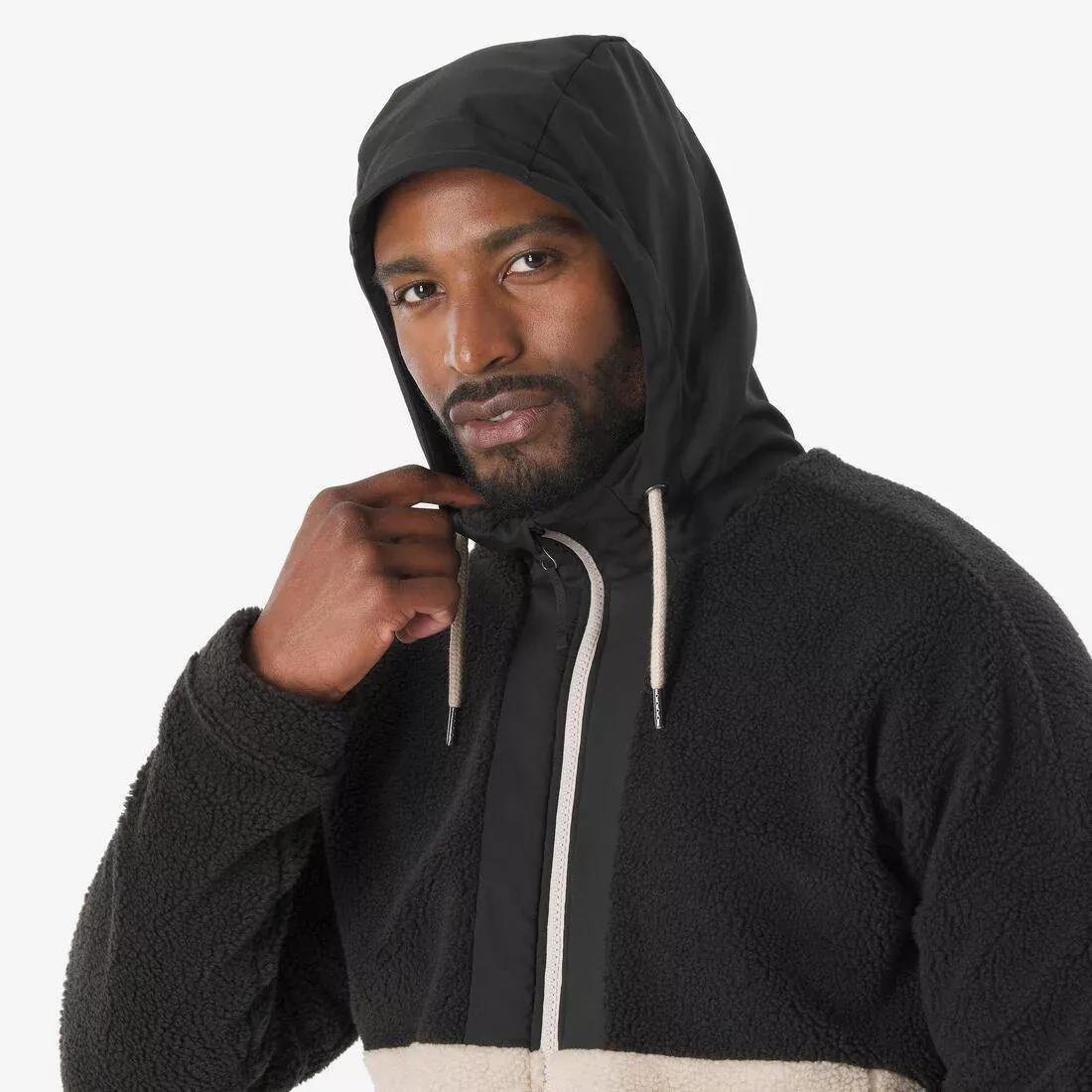 Men Hiking Warm Sherpa Fleece Jacket SH900, Beige, No Color, large image number 3