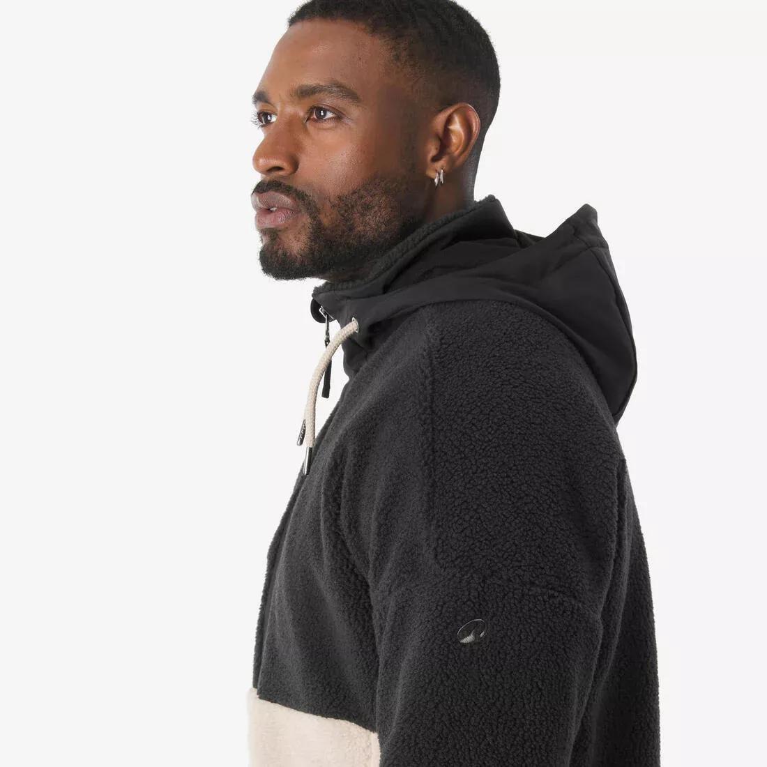 Men Hiking Warm Sherpa Fleece Jacket SH900, Beige, No Color, large image number 4