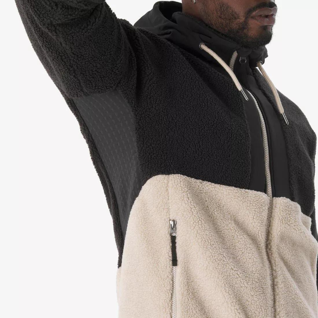 Men Hiking Warm Sherpa Fleece Jacket SH900, Beige, No Color, large image number 5