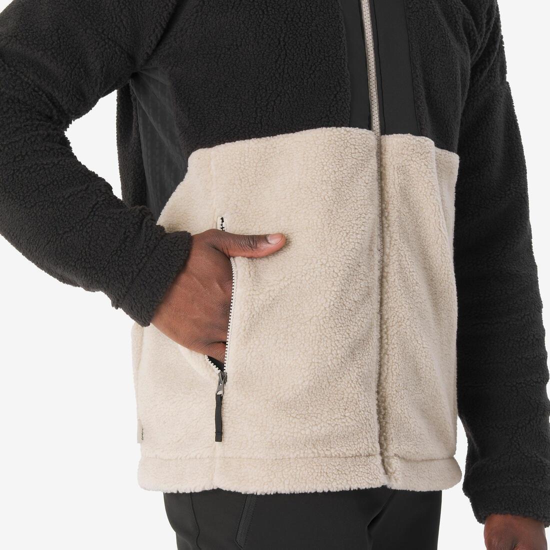 Men Hiking Warm Sherpa Fleece Jacket SH900, Beige, No Color, large image number 7