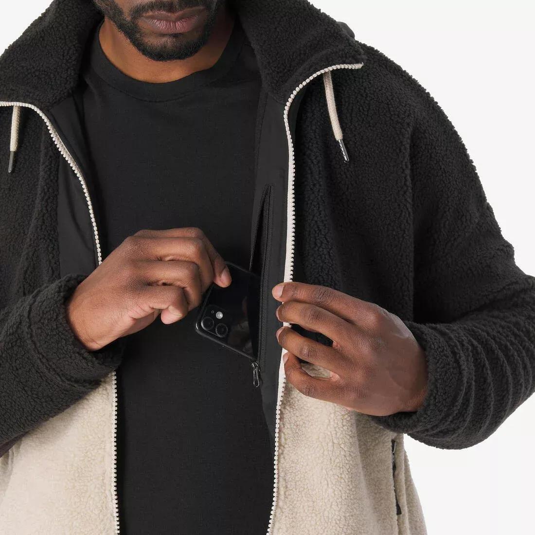 Men Hiking Warm Sherpa Fleece Jacket SH900, Beige, No Color, large image number 8