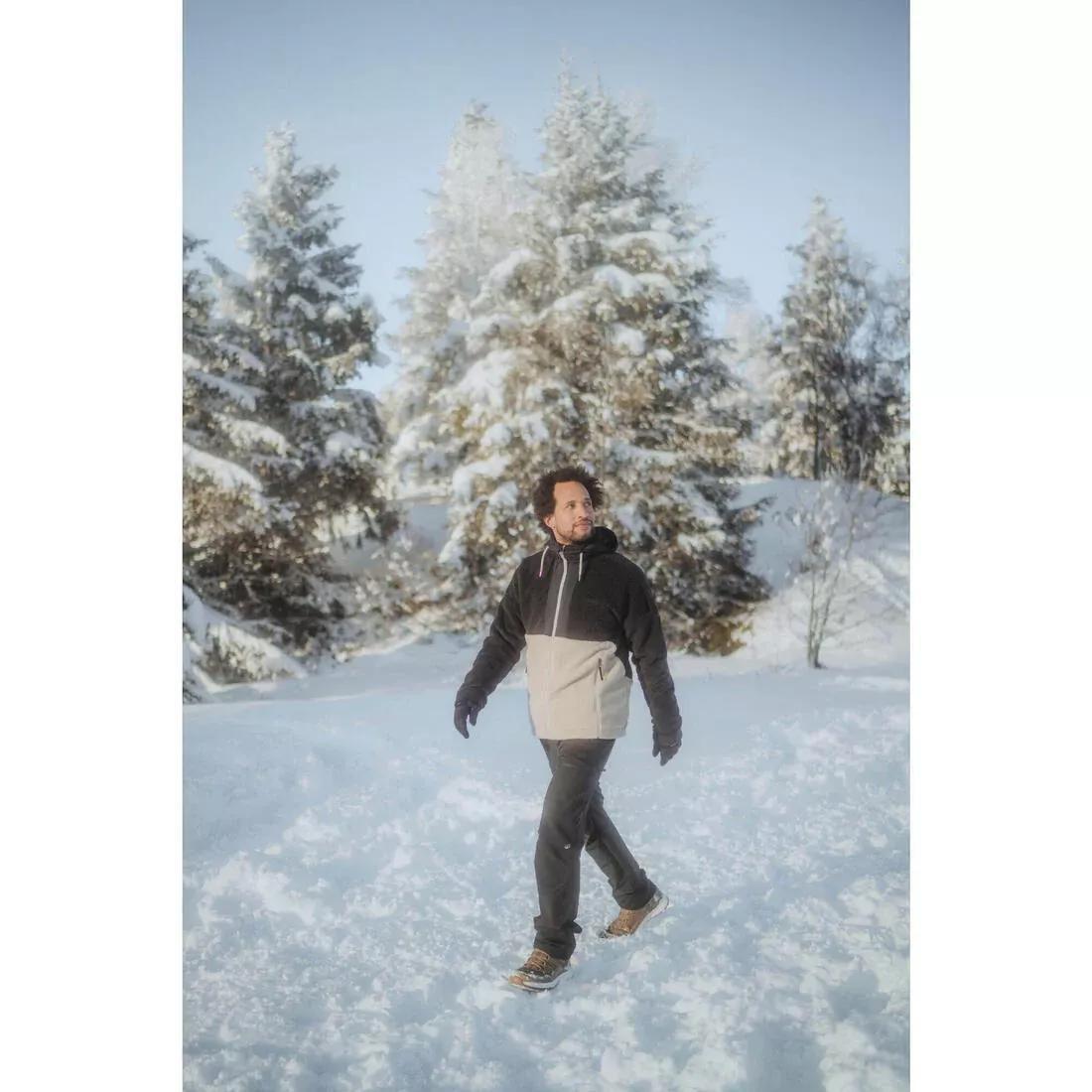 Men Hiking Warm Sherpa Fleece Jacket SH900, Beige, No Color, large image number 9