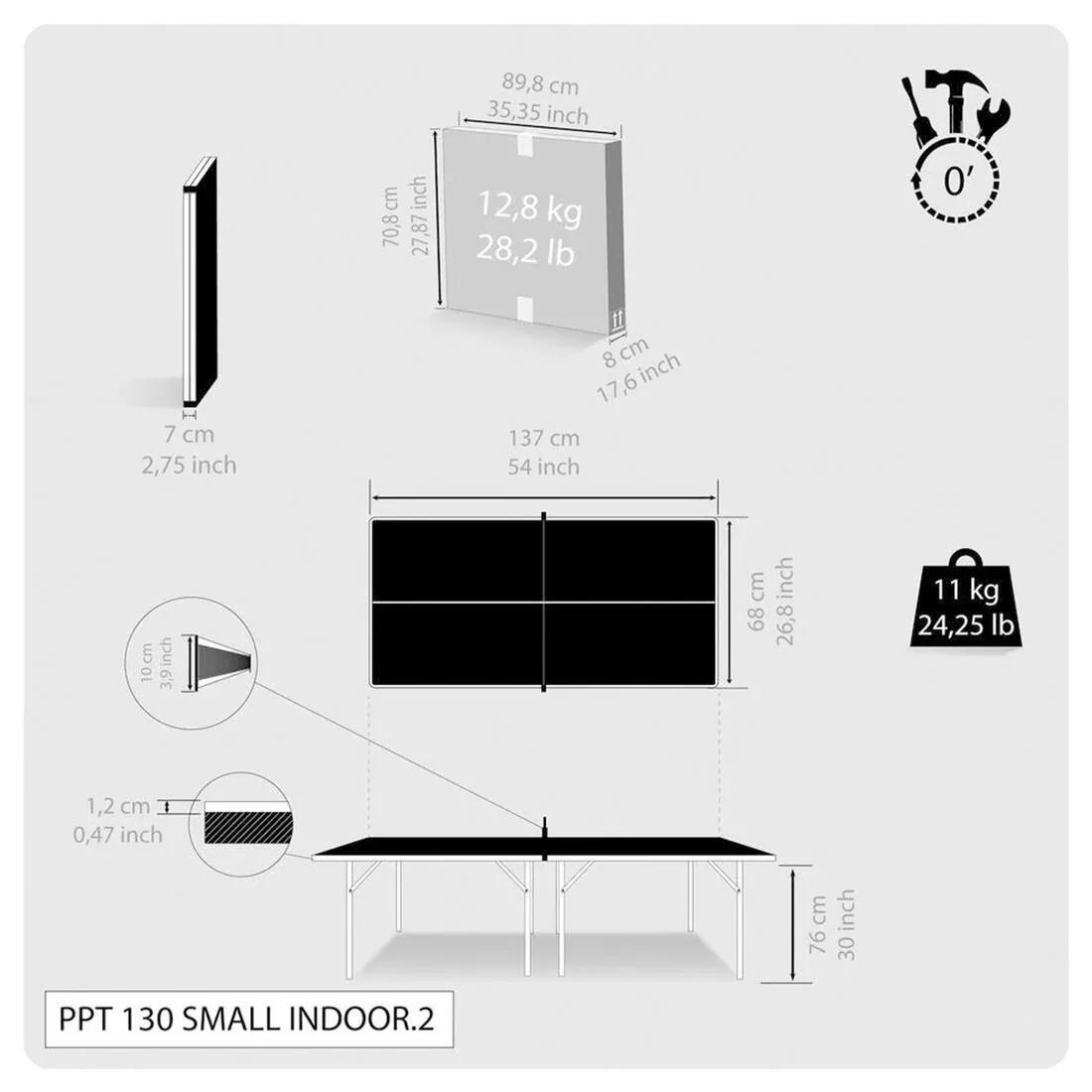 Table Tennis Table PPT 130 Small Indoor.2, Black, No Color, medium