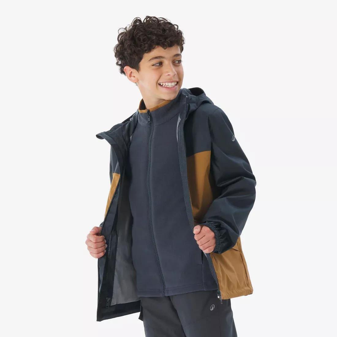 Kids Unisex 3-In-1 Hiking Jacket - MH100, Brown, No Color, large image number 9