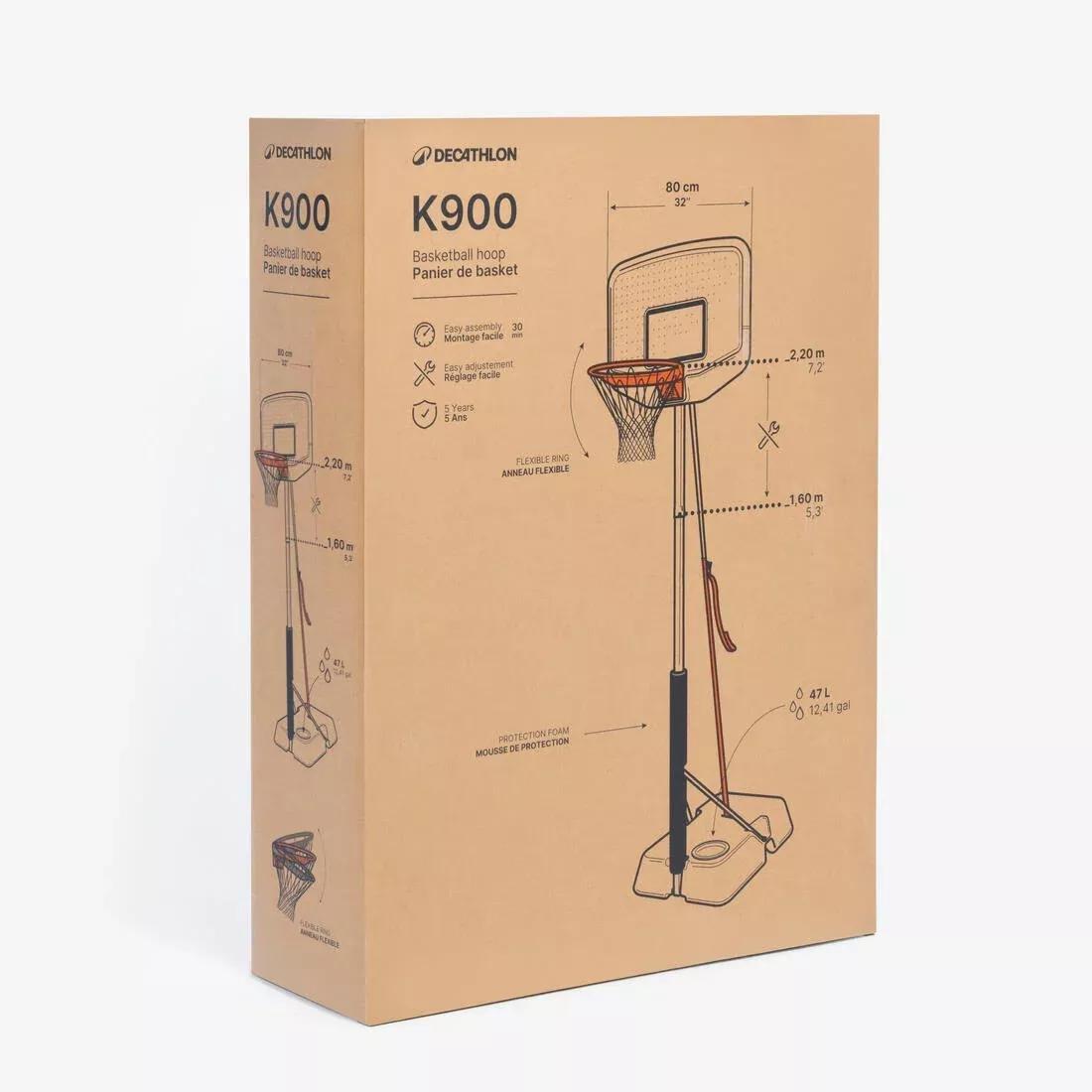 K900 Easy-Adjust Kids' Basketball Hoop (1.6m to 2.2m), No Color, large image number 6