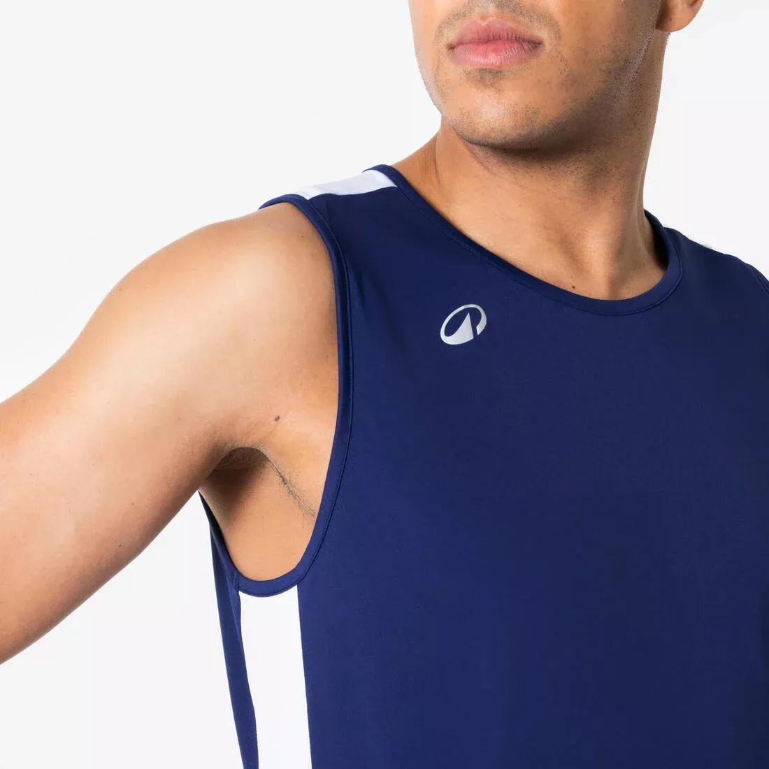Adults Sleeveless Basketball Shirt Tank - 100, Blue, No Color, large image number 2