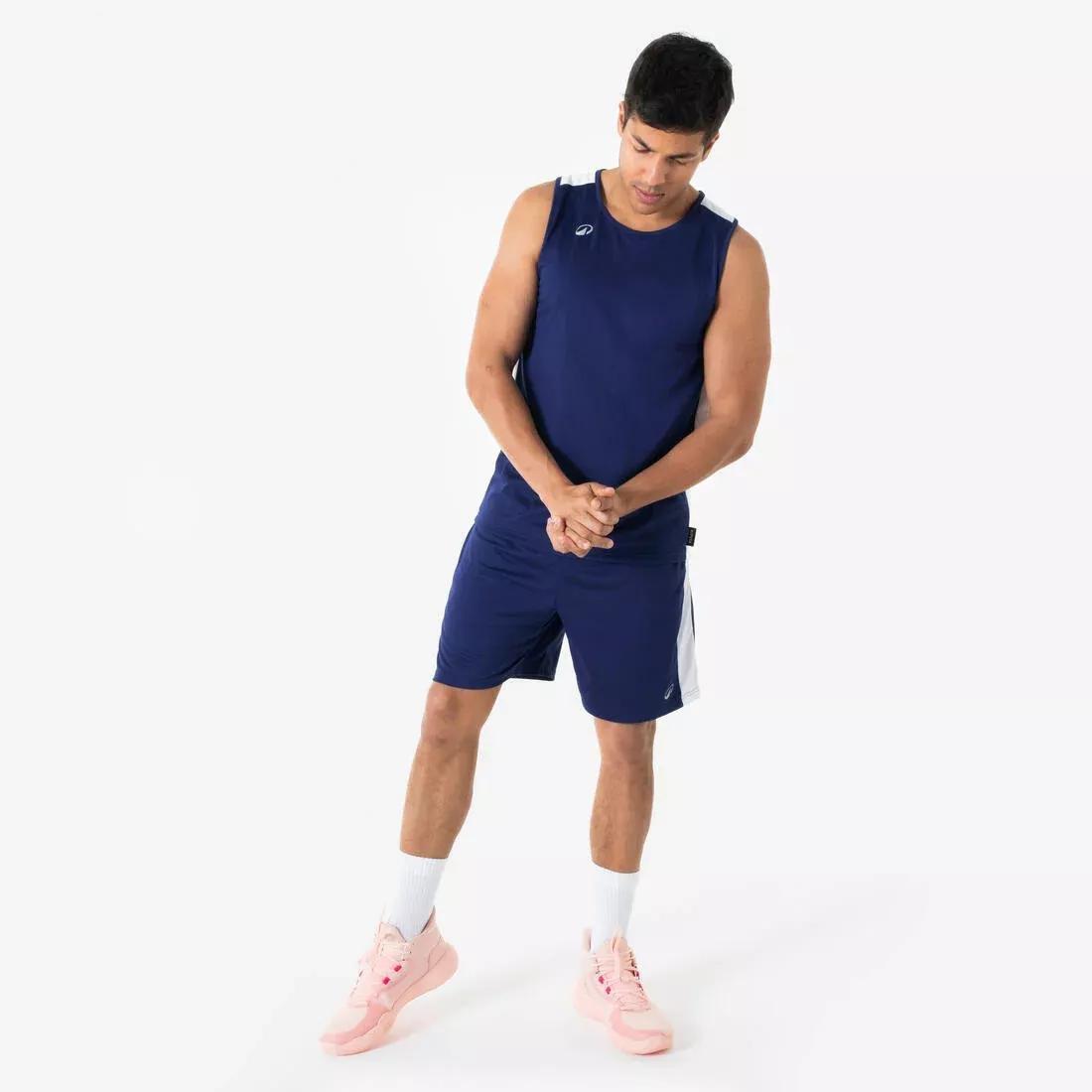 Adults Sleeveless Basketball Shirt Tank - 100, Blue, No Color, large image number 4