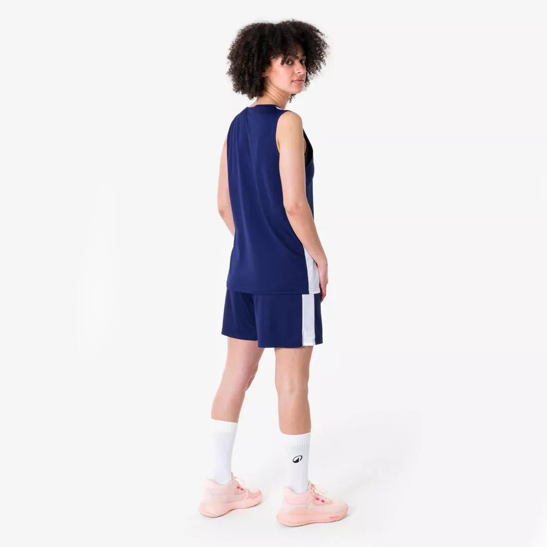 Adults Sleeveless Basketball Shirt Tank - 100, Blue, No Color, large image number 5