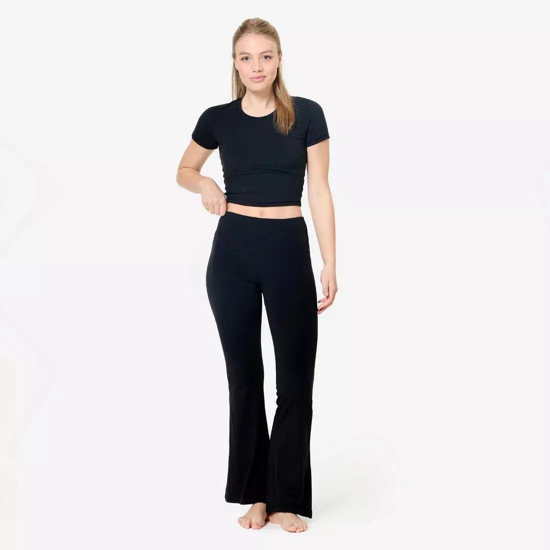 Women Yoga/Pilates Flared Leggings, Black, No Color, large image number 1