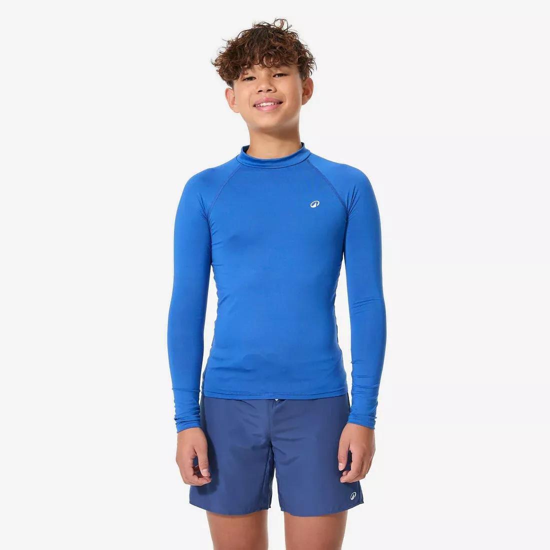 Kids surfing long sleeve UV - protection top - 100, Blue, No Color, medium