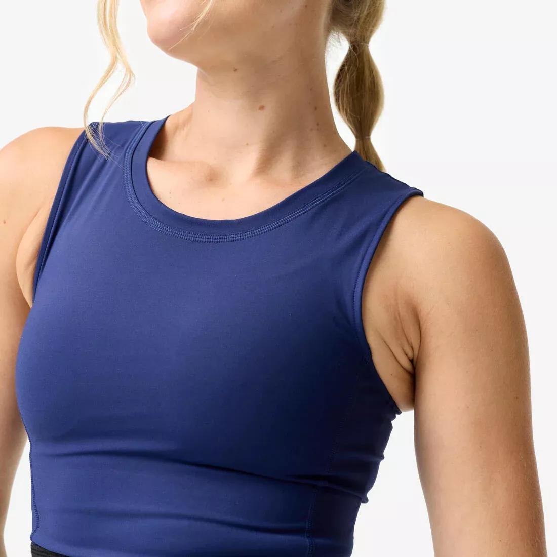 Women Sports Crop Top with Elasticated Hem, Beige, No Color, large image number 4