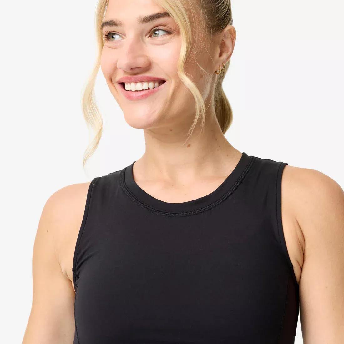 Women Sports Crop Top with Elasticated Hem, Beige, No Color, large image number 5