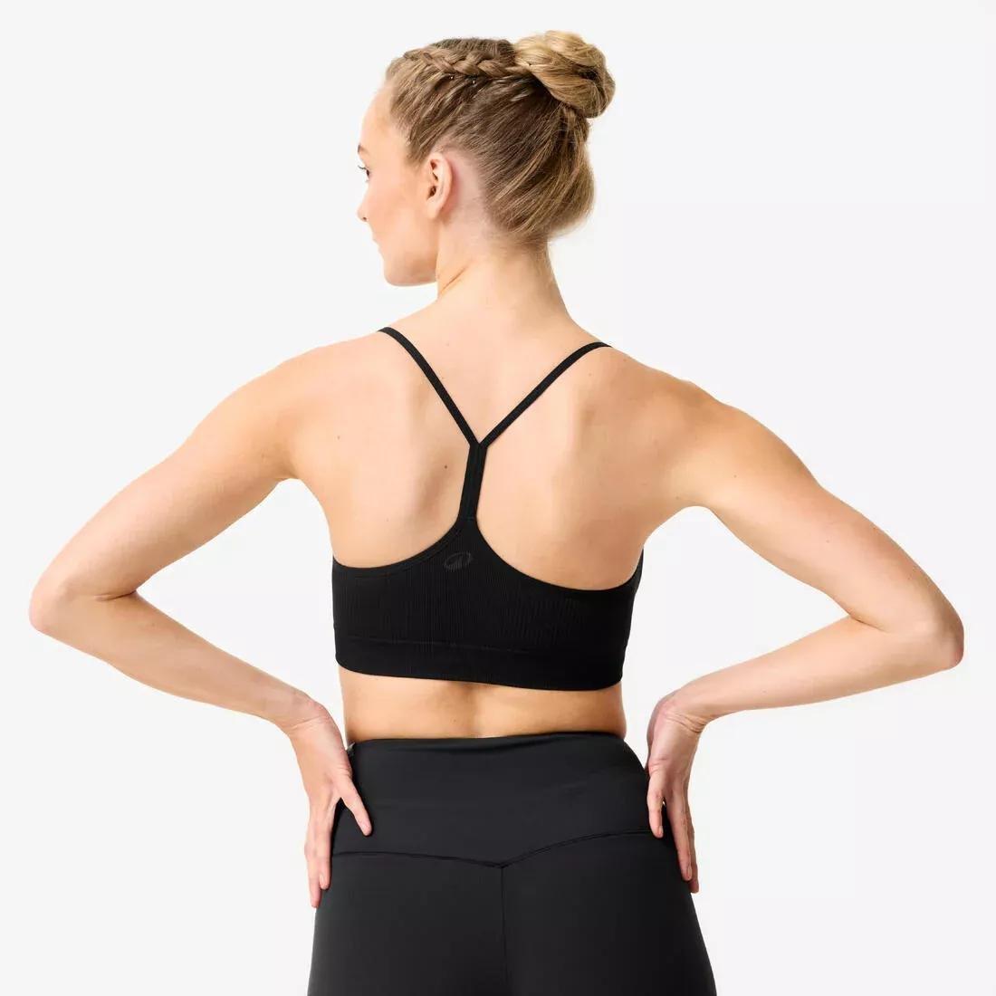 Women Ribbed Bralette Sports Bra, Beige, No Color, large image number 3