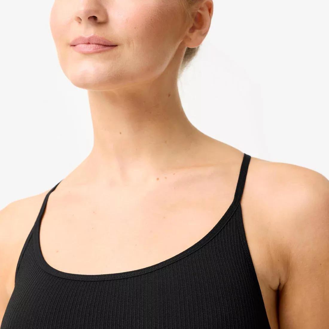 Women Ribbed Bralette Sports Bra, Beige, No Color, large image number 4