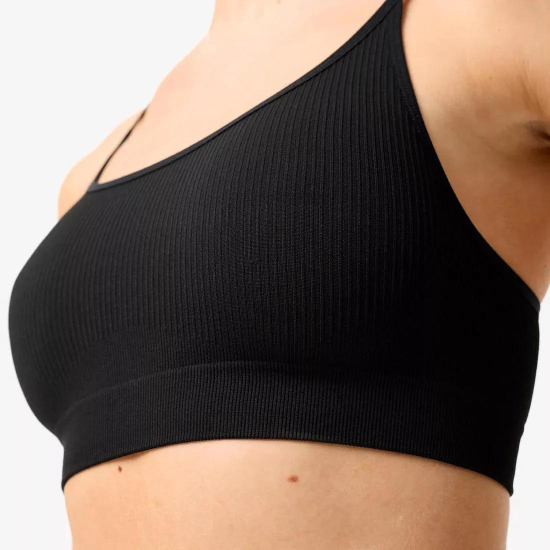 Women Ribbed Bralette Sports Bra, Beige, No Color, large image number 5