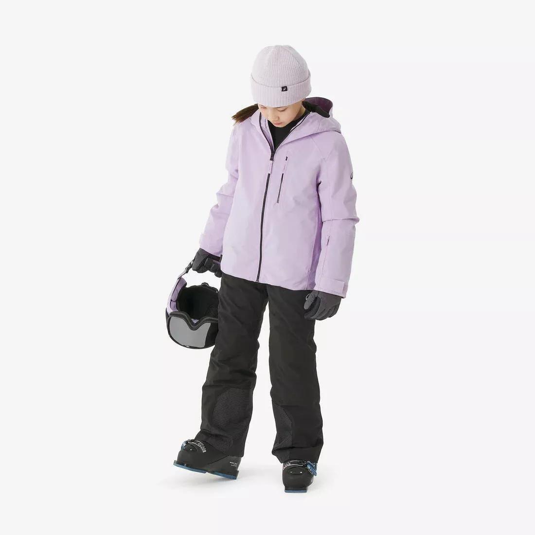 Kids Girls Warm and Waterproof Ski Jacket - SKI500, Purple, No Color, large image number 2