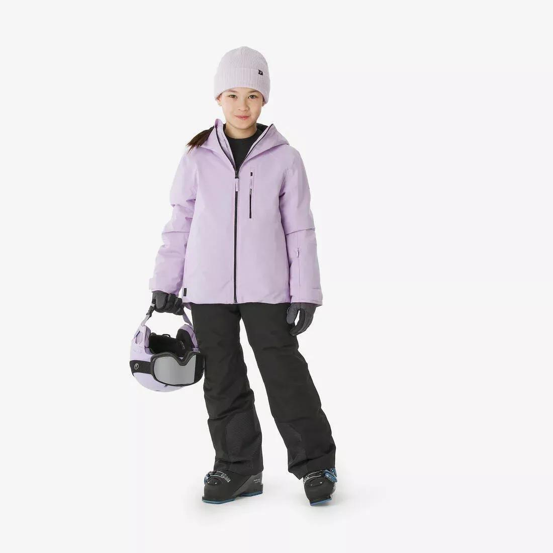 Kids Girls Warm and Waterproof Ski Jacket - SKI500, Purple, No Color, large image number 3