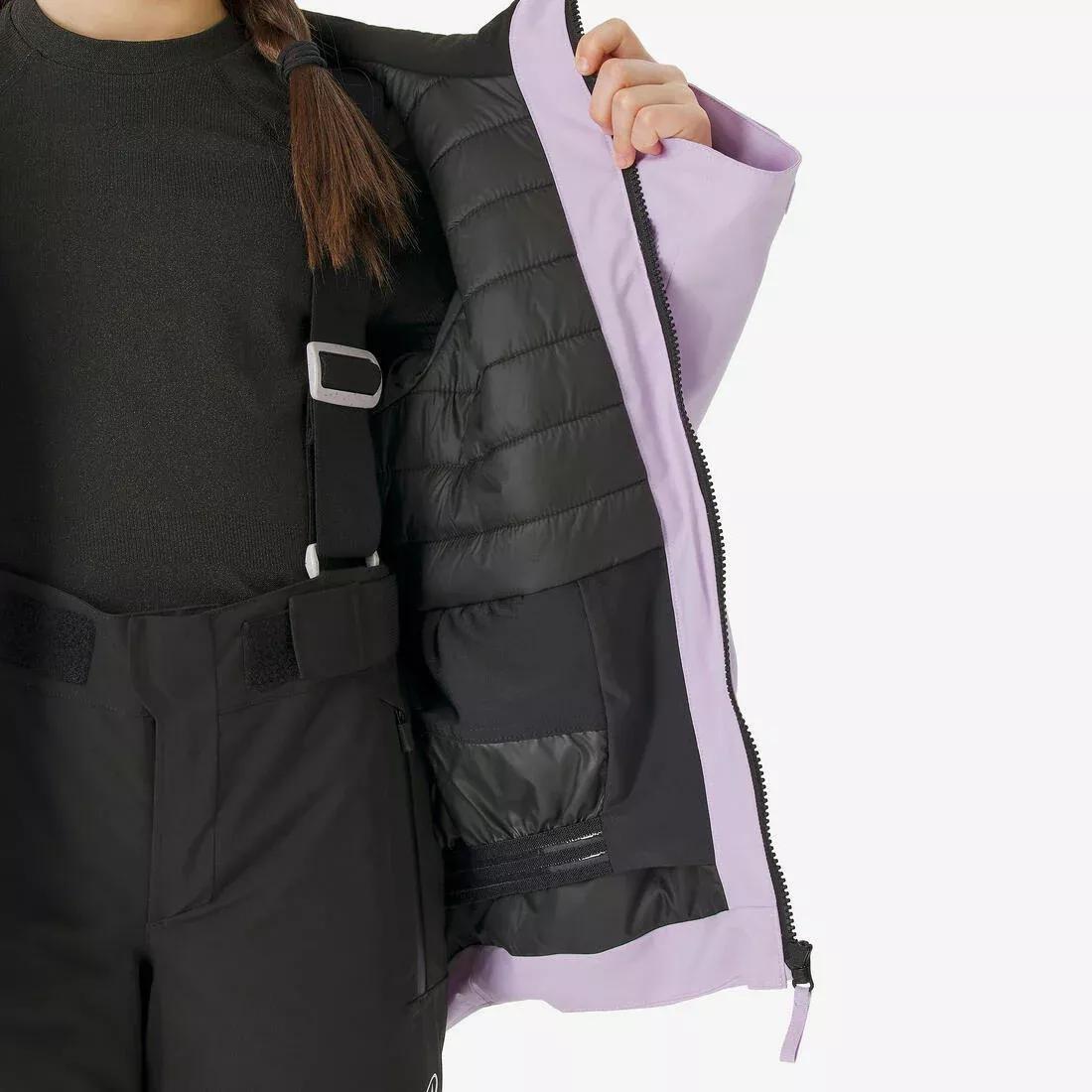 Kids Girls Warm and Waterproof Ski Jacket - SKI500, Purple, No Color, large image number 9