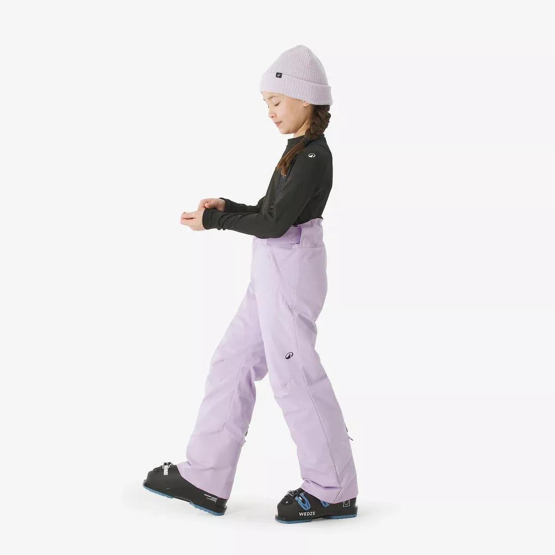 Kids Girls Warm, Waterproof Ski Trousers, 500 Pnf - 6-14 Years, Purple, No Color, large image number 3