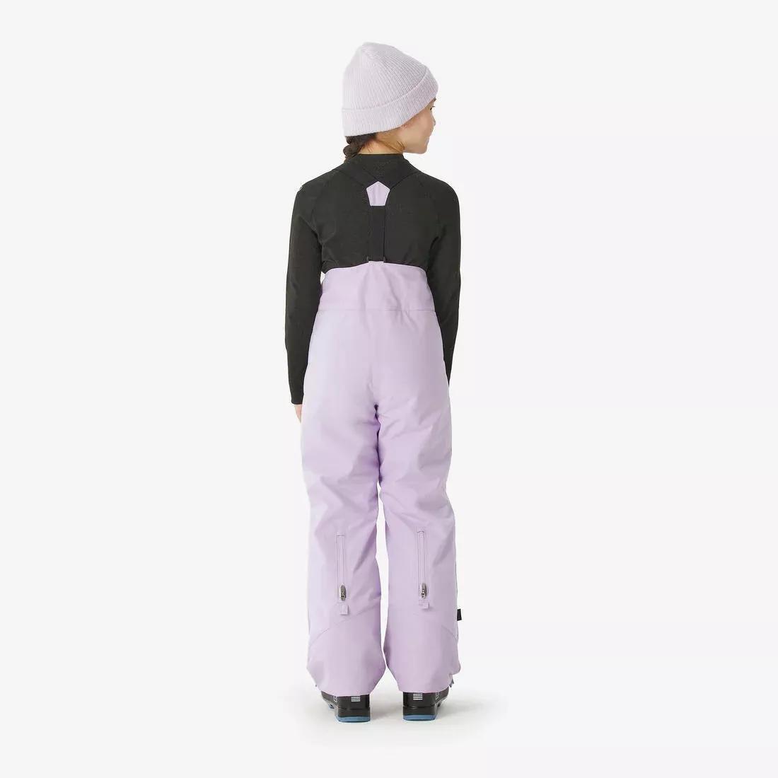 Kids Girls Warm, Waterproof Ski Trousers, 500 Pnf - 6-14 Years, Purple, No Color, large image number 4