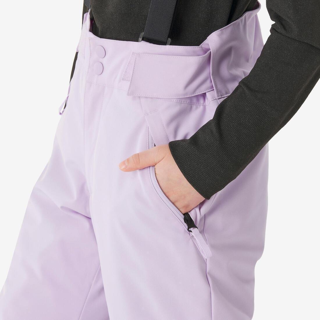 Kids Girls Warm, Waterproof Ski Trousers, 500 Pnf - 6-14 Years, Purple, No Color, large image number 6