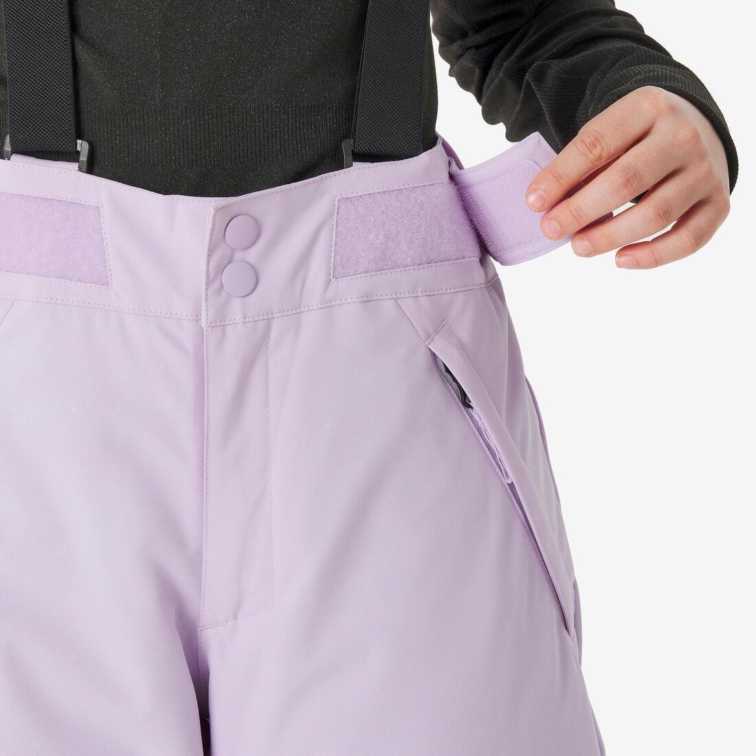 Kids Girls Warm, Waterproof Ski Trousers, 500 Pnf - 6-14 Years, Purple, No Color, large image number 7