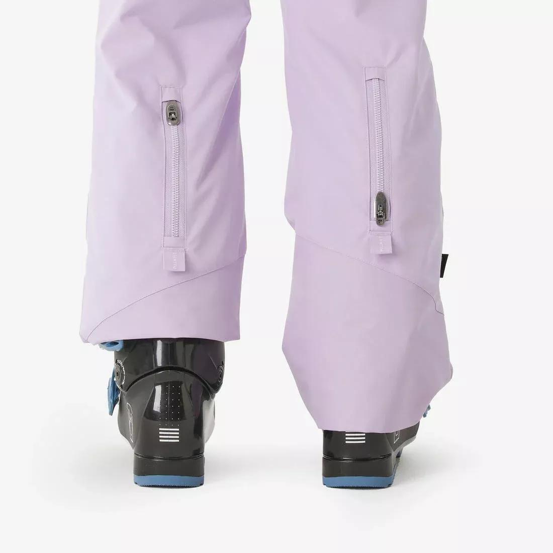Kids Girls Warm, Waterproof Ski Trousers, 500 Pnf - 6-14 Years, Purple, No Color, large image number 9